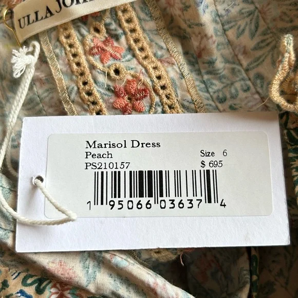 NWT RARE Ulla Johnson Orange Green Ruffle Embroidered Eyelet Marisol dress Sz 6 - Picture 12 of 13